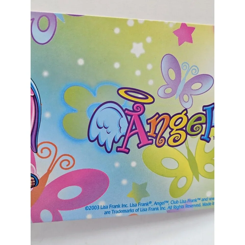 Vintage Lisa Frank Angel Girl With Cat Folder Y2K Rainbow